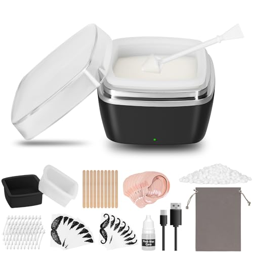 Nose Wax Kit Men, 100g Nose Hair Wax Kit with 40 Applicators (30-40 Uses)£¬Nose and Ear Hair Removal, 7-Min Charging and Fast Heating, 2 Silicone Liner, Smart Constant Temperature, Multi-Accessories