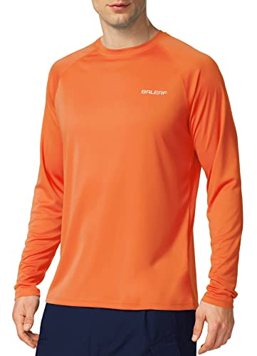 BALEAF Men's Sun Protection Shirts UV SPF T-Shirts UPF 50+ Long Sleeve Rash Guard Fishing Running Quick Dry Orange Size S