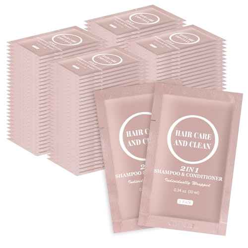 Travel Shampoo & Conditioner, 2 in 1 Shampoo Set Bulk, Mini Size Small Men Women Essential Cleansing Toiletries Amenities for Hotel, Shelter/Homeless/Nursing Home/Charity 0.34 Fl Oz(Pack of 100£©