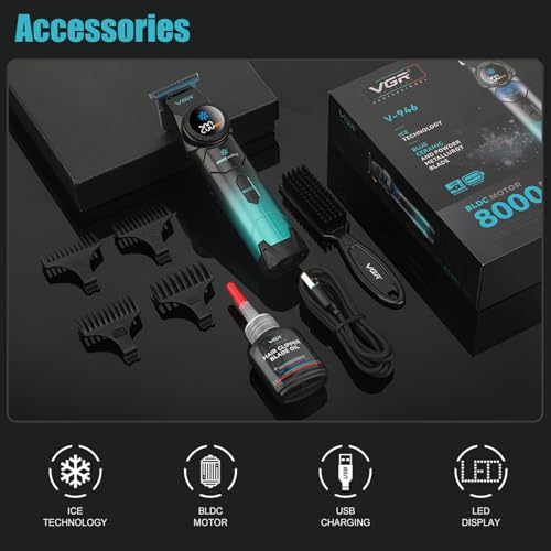 VGR 946 Professional Hair Trimmer for Men - T-Blade, 8000 RPM, 200 Min Runtime