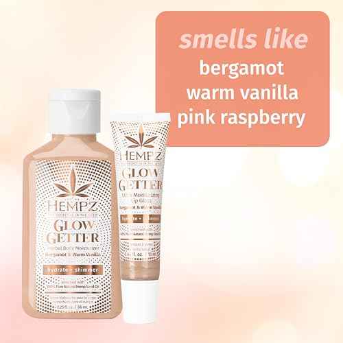 Hempz Frosted Glow Kit, Illuminating Mini Body Lotion and Shimmer Lip Gloss Duo, Limited Edition Glitter Gift Set, 2.25 oz and .44 oz