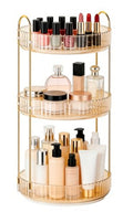 360° Rotating Makeup Organizer - 3 Tier Amber Gold Cosmetic Holder