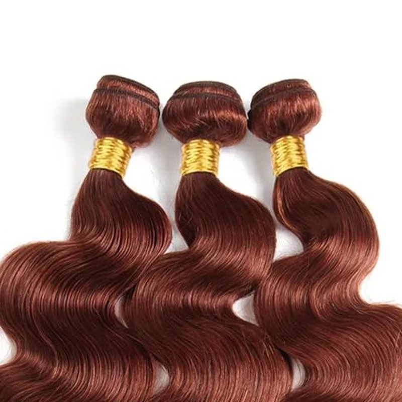 Fridnae 12-Inch Body Wave Human Hair Bundles - Color 33 Auburn Brown