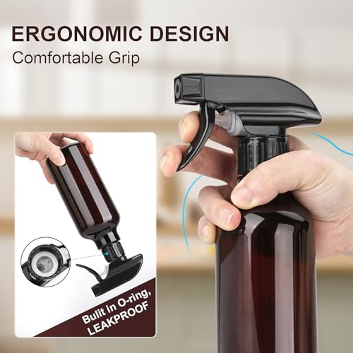 3-Pack 10oz Spray Bottles with Adjustable Nozzle & Funnel
