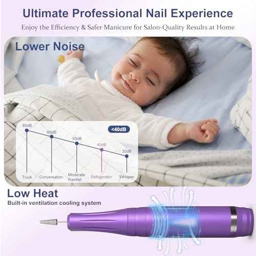 Professional Nail Drill Cordless 45000 RPM, Meremit Electric Nail File with Diamond Decoration, 12Pcs Drill Bits, Large LCD Screen, Rechargeable Electric Nail Machine Drill for Acrylic Gel Nail Polish