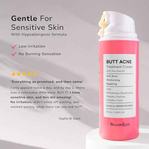 Butt Acne Clearing Treatment Cream: Body Acne Treatment for Folliculitis and Pimples on Buttocks, Thighs, and Body with 2% Salicylic Acid & Tea Tree Oil - Butt Cream for Smooth Skin