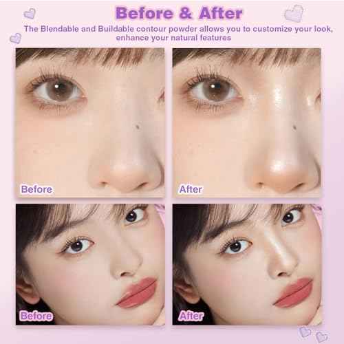 Face Highlighter Contour Shading Palette Sculpting Long-lasting Pressed Powder Smooth Matte Shimmer Finish Makeup for Cool Toned Skin