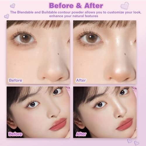 Face Highlighter Contour Shading Palette Sculpting Long-lasting Pressed Powder Smooth Matte Shimmer Finish Makeup for Cool Toned Skin