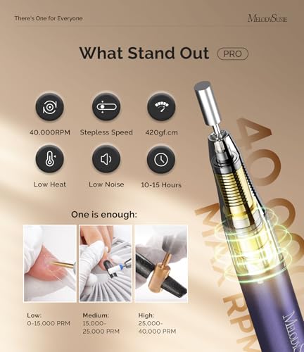 Cordless Nail Drill 40,000 RPM with Adjustable Stand & Battery Life