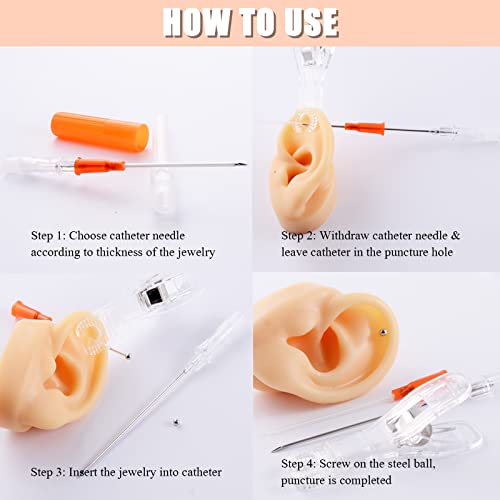 16G Catheter Piercing Needles – 50pcs Kit for Ear, Nose, Lip, and Belly Piercing
