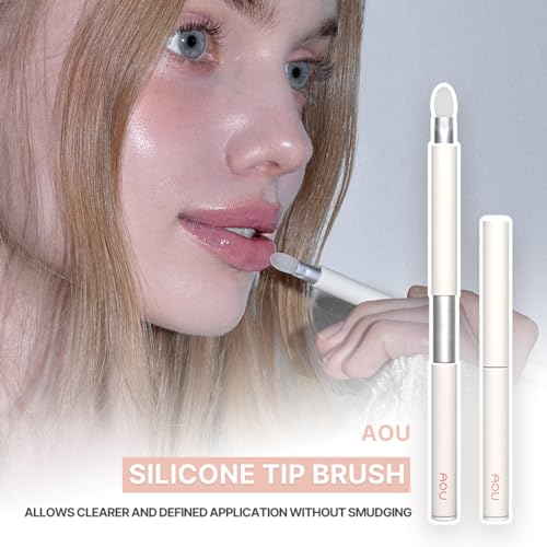 AOU SILICONE TIP BRUSH - Compact & Retractable Design for Easy Carry, Rounded Silicone Tip, Valentine's Day Gifts for Woman