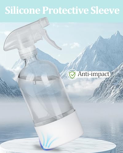 TERESRY 2 Pack White 360° Glass Spray Bottles with Silicone Sleeve, Adjustable Nozzle