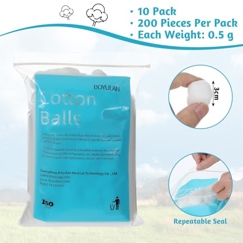 2000 Bulk Soft Cotton Balls - Absorbent Multipurpose Cotton for Skincare