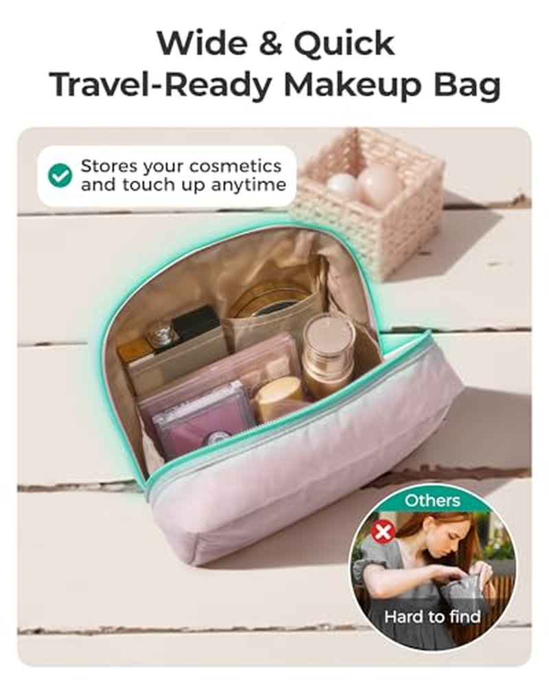 BAGSMART Puffy Makeup Bag - Water-Resistant Organizer for Travel