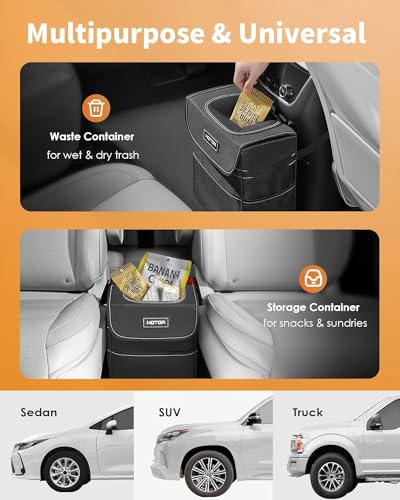 HOTOR Car Trash Can - Leak-Proof Car Organizer and Storage Bag for The Back/Front/Console of Any Cars,Sedans, SUVs & Trucks Easy-to-Install Car Accessory Interior