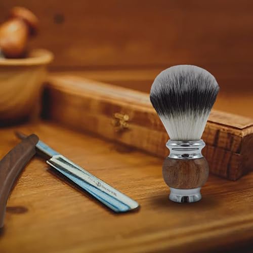 Jack Shaver¢ç Men's Shaving Brush for Soap, Luxury Missanda Hardwood and Stainless Steel, Cream or Foam with Classic Synthetic Silvertip Vegan Friendly Badger Bristles Male Grooming Gift