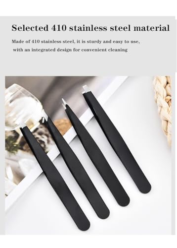 YSYZTXA 4-Piece Stainless Steel Tweezers Set for Eyebrows & Grooming