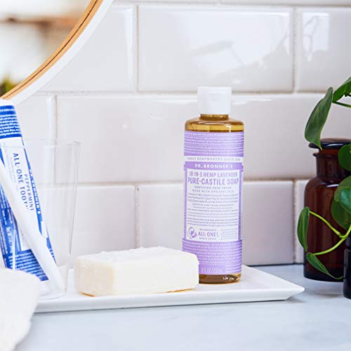 Dr. Bronner's - Pure-Castile Liquid Soap (Lavender, 16 ounce) - Made with Organic Oils, 18-in-1 Uses: Face, Body, Hair, Laundry, Pets & Dishes, Concentrated, Vegan, Non-GMO