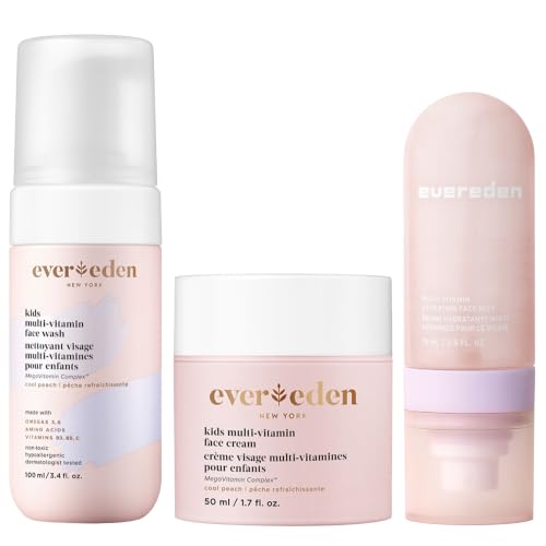 Evereden Kids Peach Face Mist, Wash & Moisturizer Set - Dermatologist-Tested