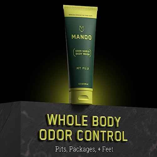 Mando Odor Shield Body Wash - 24 Hour Control - Removes Odor Better than Soap - SLS and Paraben Free, Skin Safe - 8.5 Ounce (Mt Fuji)