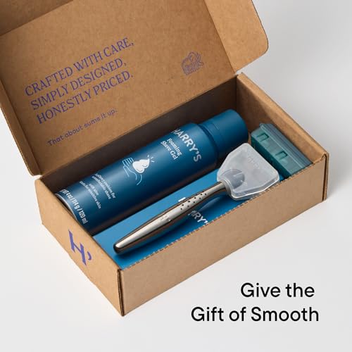 Harry's Shaving Holiday Gift Set for Men - 1 Razor Handle (Craft Edition), 3 Original Razor Blade Refills, Foaming Shave Gel & Travel Blade Cover