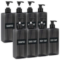 Segbeauty 16.9oz Refillable Bottles, 8pcs 500ml Shampoo and Conditioner Set with Labels, Gray Empty Shampoo Body Soap Conditioner Pump Bottle Dispenser Plastic Bathroom Press Lotion Dispenser