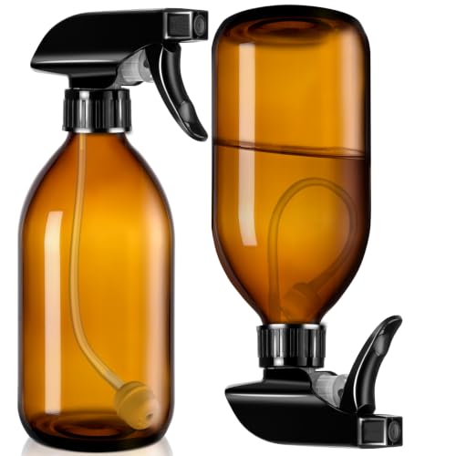 Tecohouse 2 Pack 16 oz Amber Glass Spray Bottles 360° Adjustable