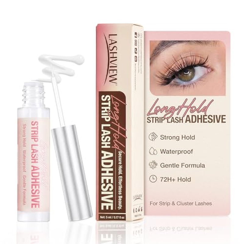 LASHVIEW Strong Hold Eyelash Glue for Sensitive Eyes - Waterproof, Latex-Free, 5ml