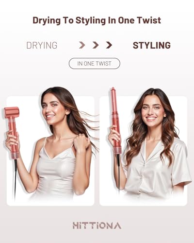 5-in-1 Hot Air Styler Brush Set - Fast Drying Hair Dryer with Auto Wrap Curlers