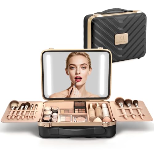 EASYINBEAUTY LED Makeup Travel Case with Mirror - Lightweight Organizer