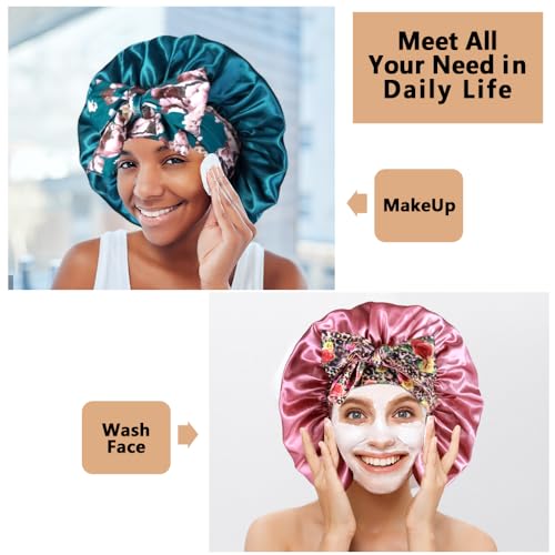 2-Pack Large Satin Bonnet with Tie Band for Curly Hair