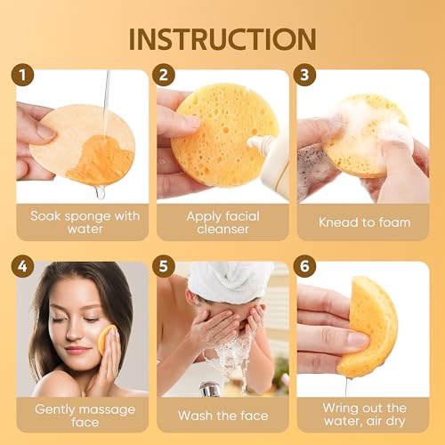 GAINWELL 50 Compressed Biodegradable Facial Sponges for Cleansing