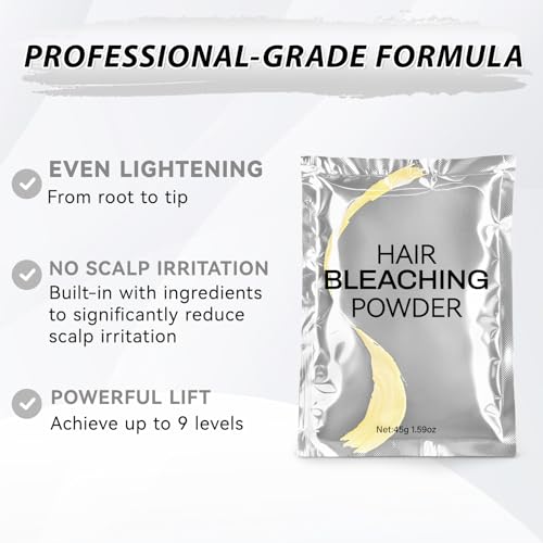 Hair Bleach Powder for Hair 45g - Professional Lightening Lift Up to 8 Levels with Variation 1.59 Ounce