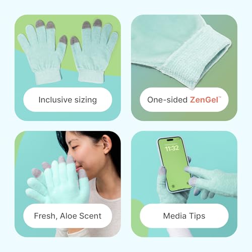ZenToes Overnight Gel Moisturizing Gloves for Dry Hands - Touchscreen