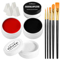 Oil-Based Face Paint Kit – 3×50g Black White Red with Brushes & Sponges