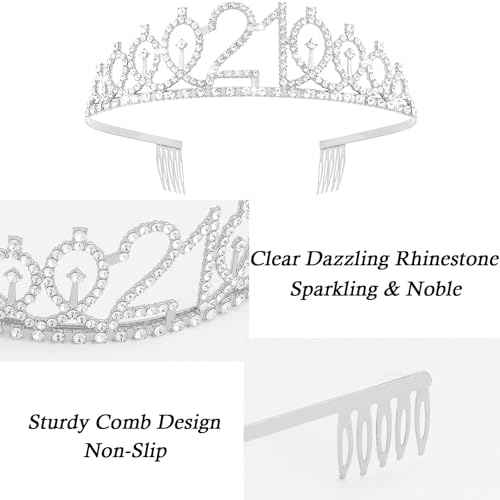 Sliver Crown Princess Tiara Headband Crystal Tiaras for Party Hair Accessories - 21st Birthday Gifts for Her