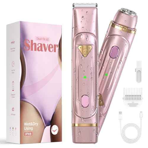 Dermave Bikini Shaver - Bikini Trimmer for Women, Waterproof Electric Dual Head Shaver (Pink)