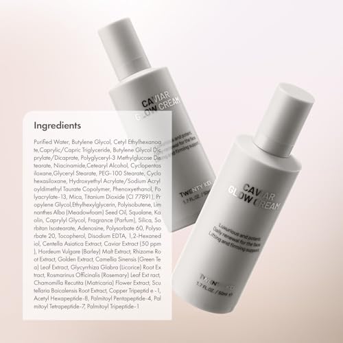 TwentyKEI Caviar Glow Cream, Firming & Hydrating Moisturizer with Peptides, 50ml