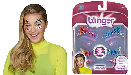 Blinger Face Bling Mermaid, 2-Piece – Glam Up Your Face with Sparkly Face Gems and Jewels - Self-Adhesive, Easy Application - Perfect for Parties and Any Special Occasion