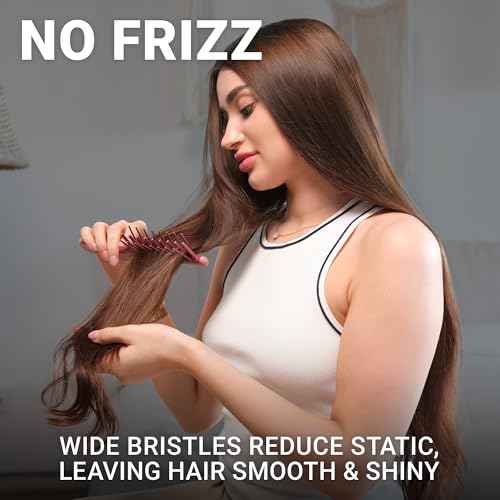 Janeke J-Brush Detangling Comb for Curly and Wavy Hair ? Wide Tooth J-Shape Brush for Wet and Dry Use ? Anti-Frizz, Lightweight and Gentle on Scalp ? Made in Italy Professional Styling Tool (Pink)