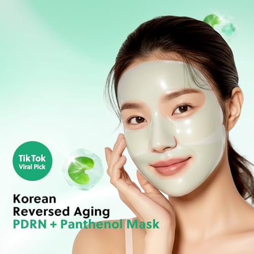 PDRN + Panthenol Deep Absorbing Hydrogel Mask, Korean PDRN Hydrogel Mask, Overnight Face Mask, Hydrating, Glass Skin, Repairing, Korean Skincare, 34g x 4ea (Unscented)