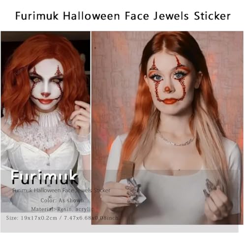 Halloween Face Gems Rhinestone Tattoo Stickers for Festival