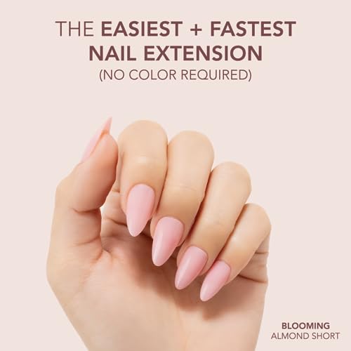 Kiara Sky Short Almond Cover Gelly Tips | Soak Off Pre-Shaped Soft Gel Nail Extensions | Blooming