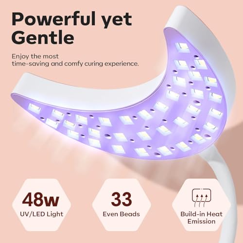 Modelones 48W UV LED Nail Lamp with Gooseneck & 3 Timers