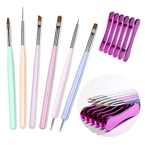 RARJSM Gel Liner Nail Art, Cotton Candy Collection Painting Gel Nail Art Polish Set Wire Drawing Gel for Nail Adesign Nail Art Brushes Set 6 Pcs Nail Art Design Pen Painting Tools