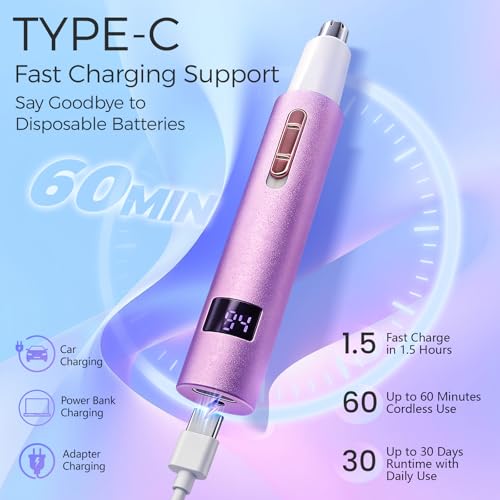 LED Display Nose & Ear Hair Trimmer for Men, Rechargeable