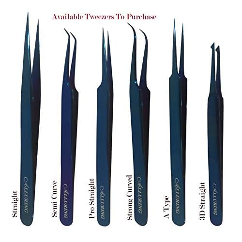 Alluring TITANIUM BLUE Tweezers for Eyelash Extension for Volume Lashes 3D, 5D & 6D lashes - A TYPE STRAIGHT TWEEZERS