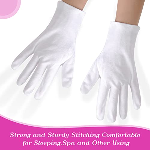 PAXCOO 12 Pairs XL White Cotton Gloves for Moisturizing & Spa