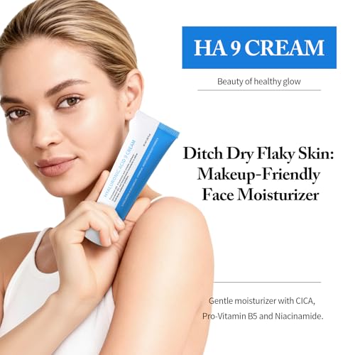 Hyaluronic Acid 9 Face Moisturizer, Daily Moisturizing Cream with Centella Asiatica, Vitamin B5 for All Skin Types, Soothing & Deep Hydrating Skin Care, Lightweight, Non-Greasy, 1.69 fl.oz