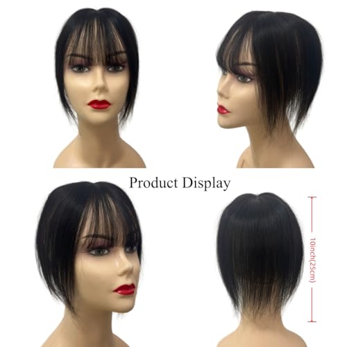 Human Hair Bangs with Adhesive for Women - Trimmable, 10-Inch